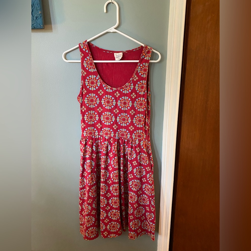 Size L Mata Traders Fair Trade Organic Cotton sleeveless dress with pockets.